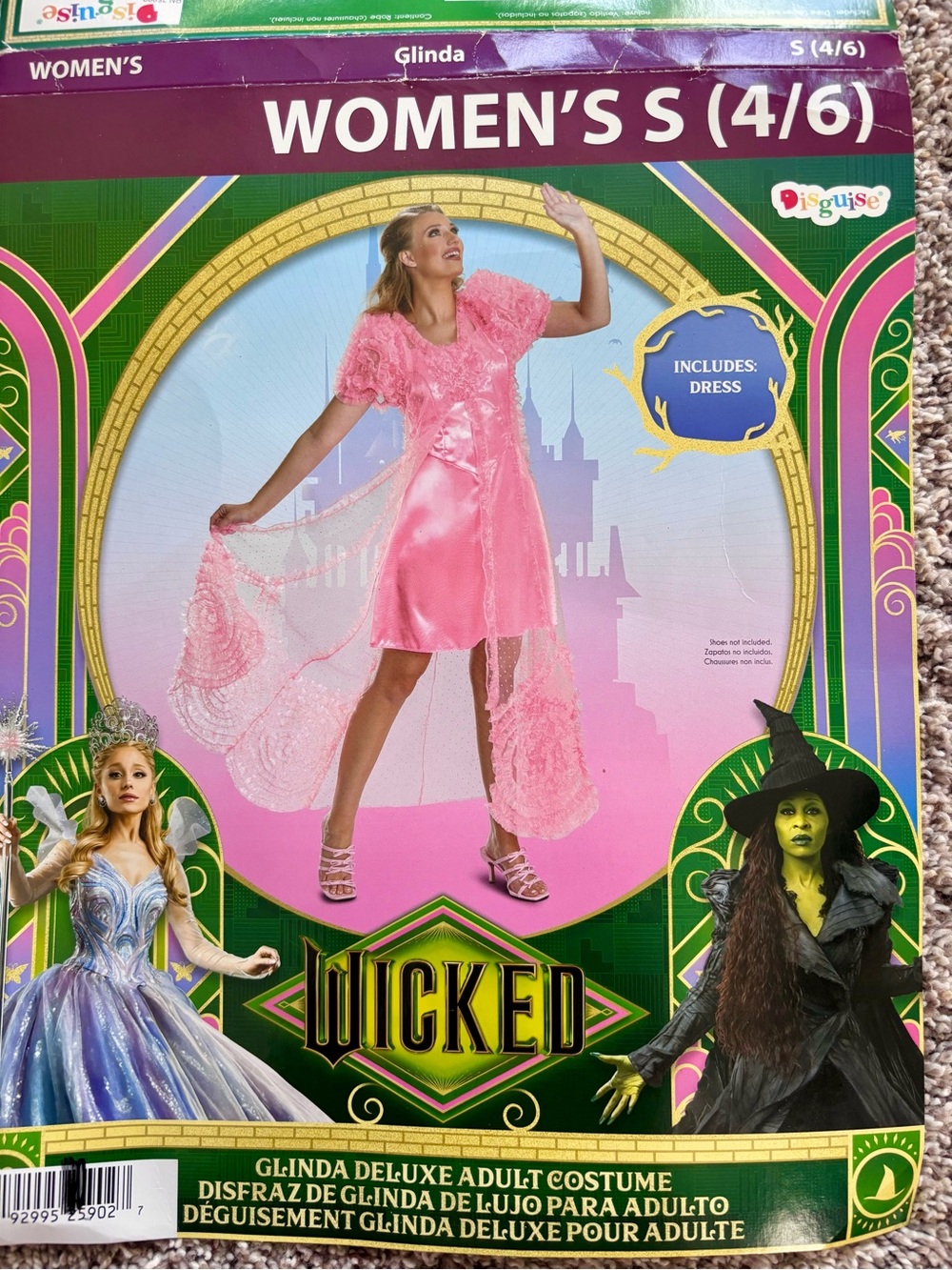 NIP Disguise Wicked Glinda Deluxe Costume Dress Adult Women's Small 4-6